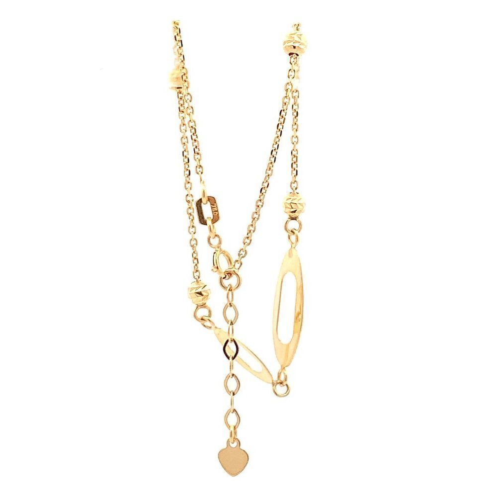 18K Yellow Gold Bracelet Oval Beads Size 7 inches plus one inch Extension Charm - Picture 5 of 13